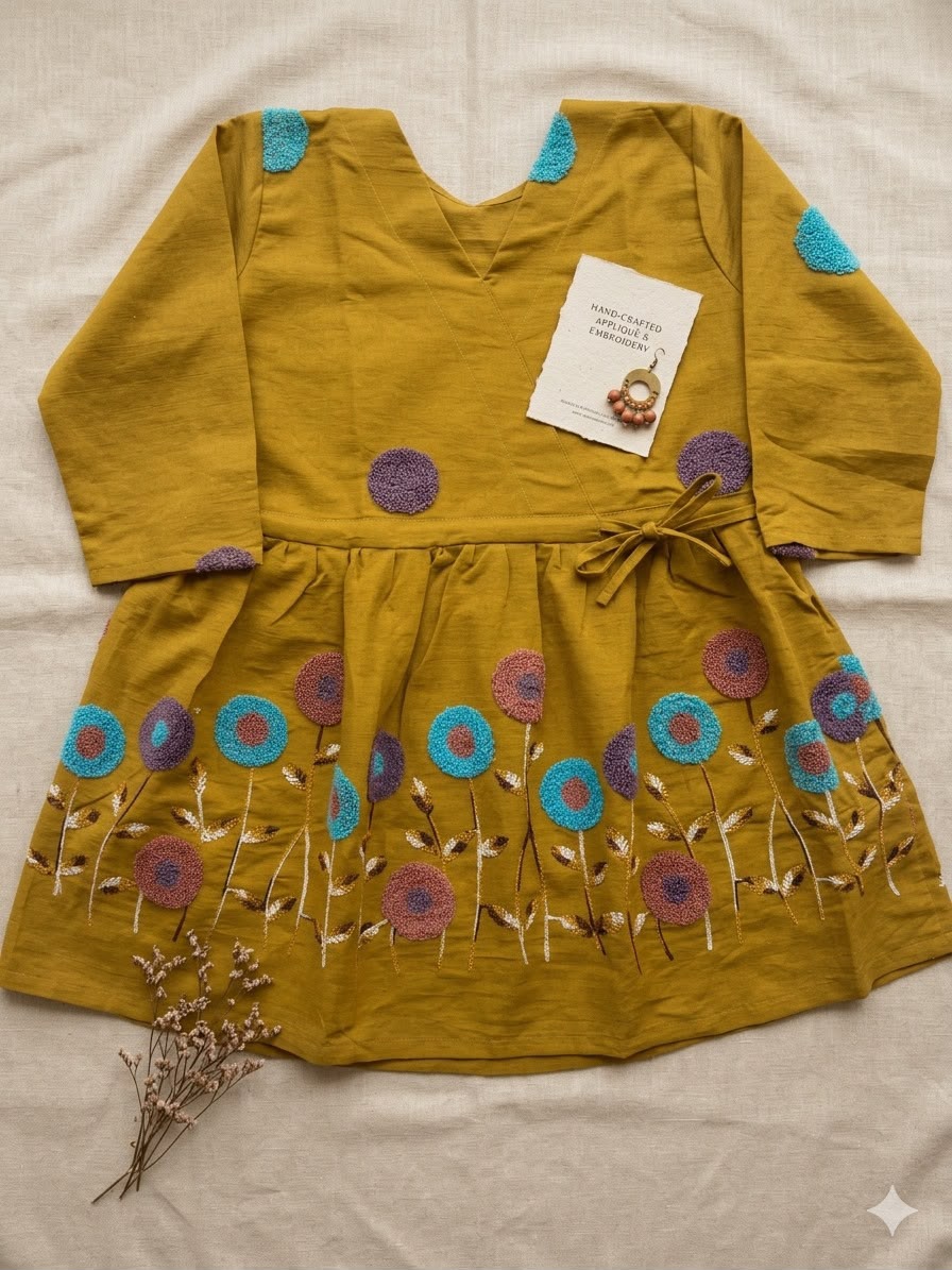 Mustard Yellow Multicolor Floral Embroidered Kurta