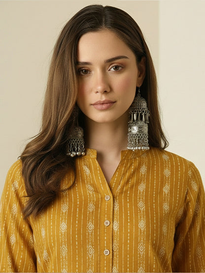 Mustard Printed Kurta &amp; Palazzo Co-Ord Set for Women