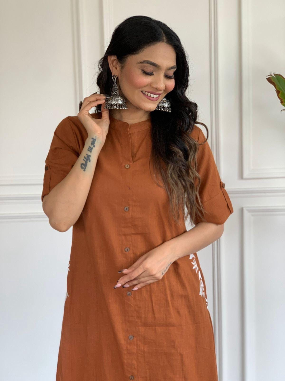 Rust Brown Elegant Anarkali Dress