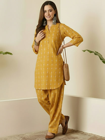 Mustard Printed Kurta &amp; Palazzo Co-Ord Set for Women