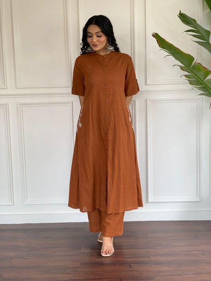 Rust Brown Elegant Anarkali Dress
