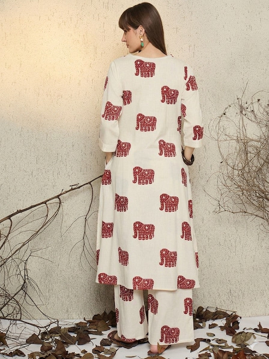 off white  Printed Straight-Fit Dress