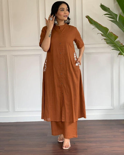 Rust Brown Elegant Anarkali Dress