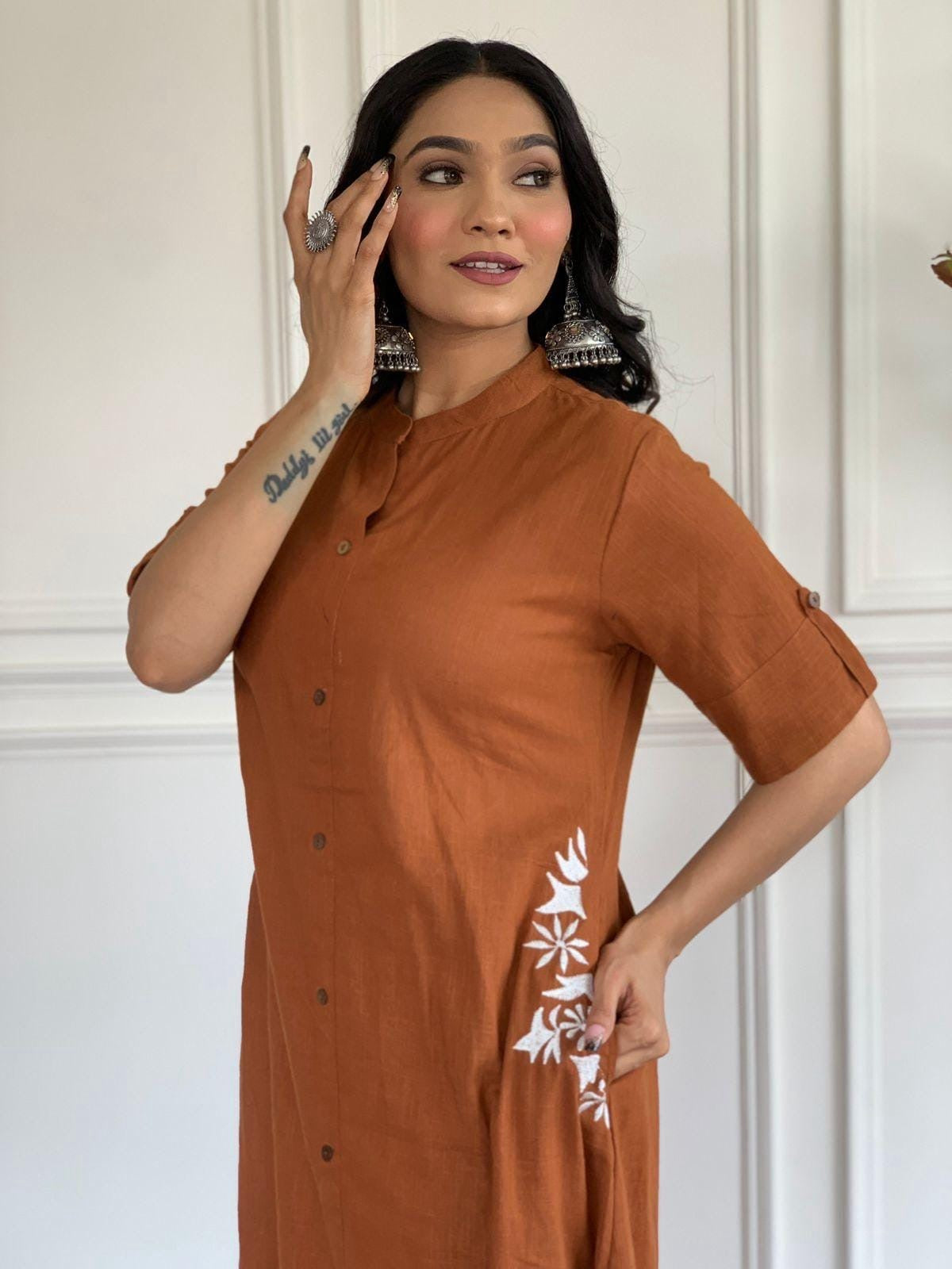 Rust Brown Elegant Anarkali Dress