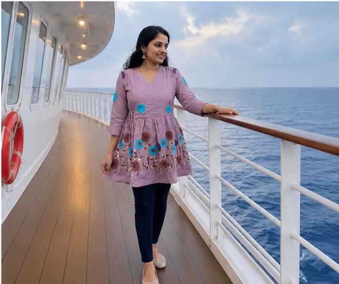 Mauve Multicolor Floral Embroidered Kurta