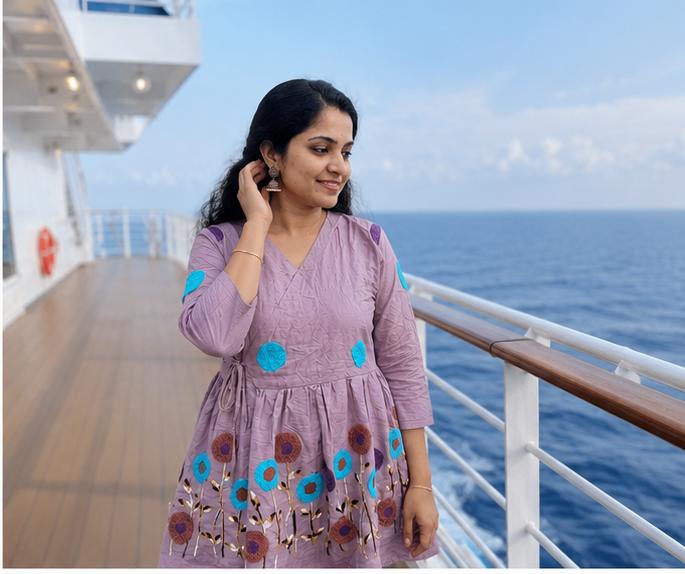 Mauve Multicolor Floral Embroidered Kurta