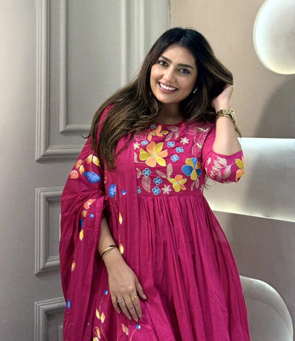 Magenta Bloom Anarkali Set