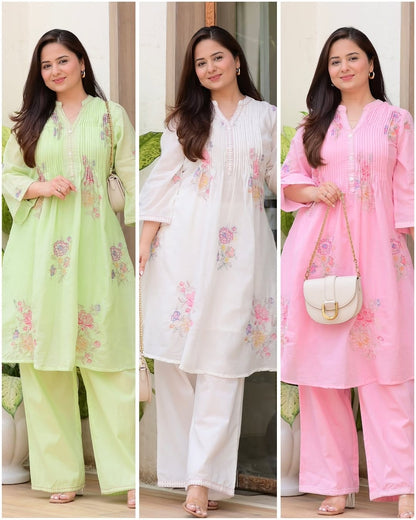 Baby pink cotton kurti & pant set