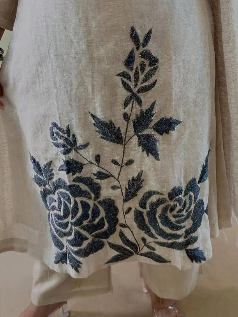 Ivory Floral Printed Kurta Set