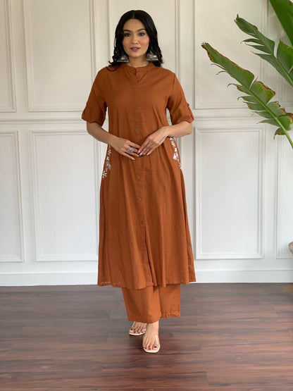 Rust Brown Elegant Anarkali Dress