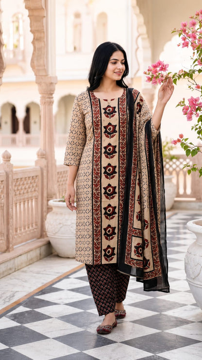 Elegant Printed Ethnic Kurta Set